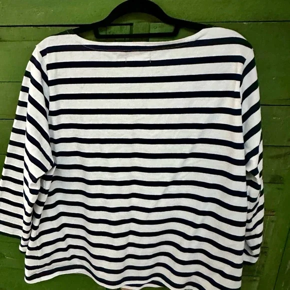 J. Crew Women's Navy and White striped boatneck mariner tee top shirt - Picture 5 of 6
